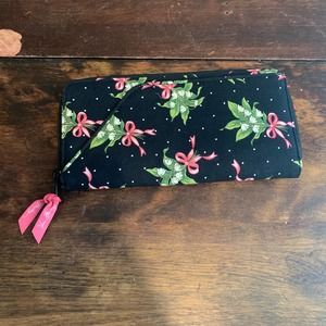 VERA BRADLEY 10 inch Zip Organizer Wallet NEW HOPE Black with Pink Ribbon